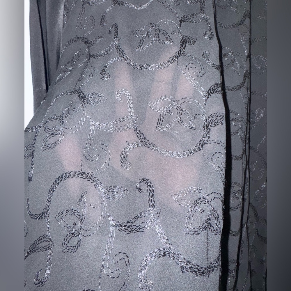 Versace Intensive Black Silk Jacquard Vintage Shirt Medusa Buttons Size 1X Y2K - Picture 2 of 14